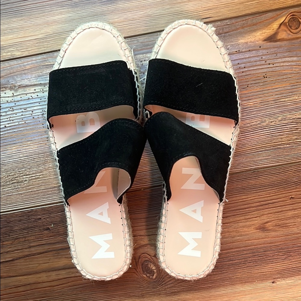 Elegant Black Suede Espadrille Slides
